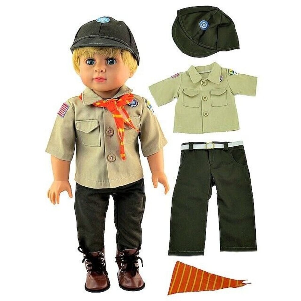 18" DOLL CUB SCOUT OUTFIT Shirt Pants Hat Scarf Belt American Girl Compatible